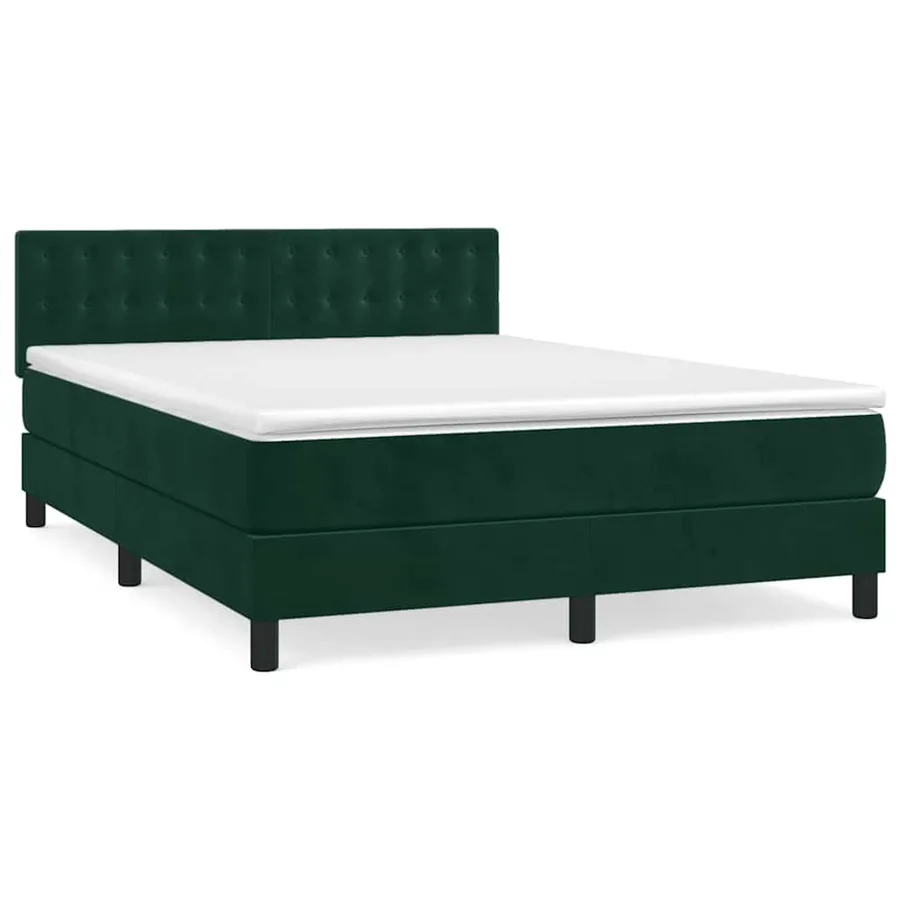 Sommier à lattes de lit et matelas Vert foncé 140x190cm Velours - 2