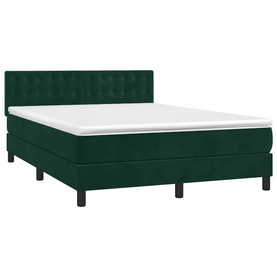 Sommier à lattes de lit et matelas Vert foncé 140x190cm Velours - 3