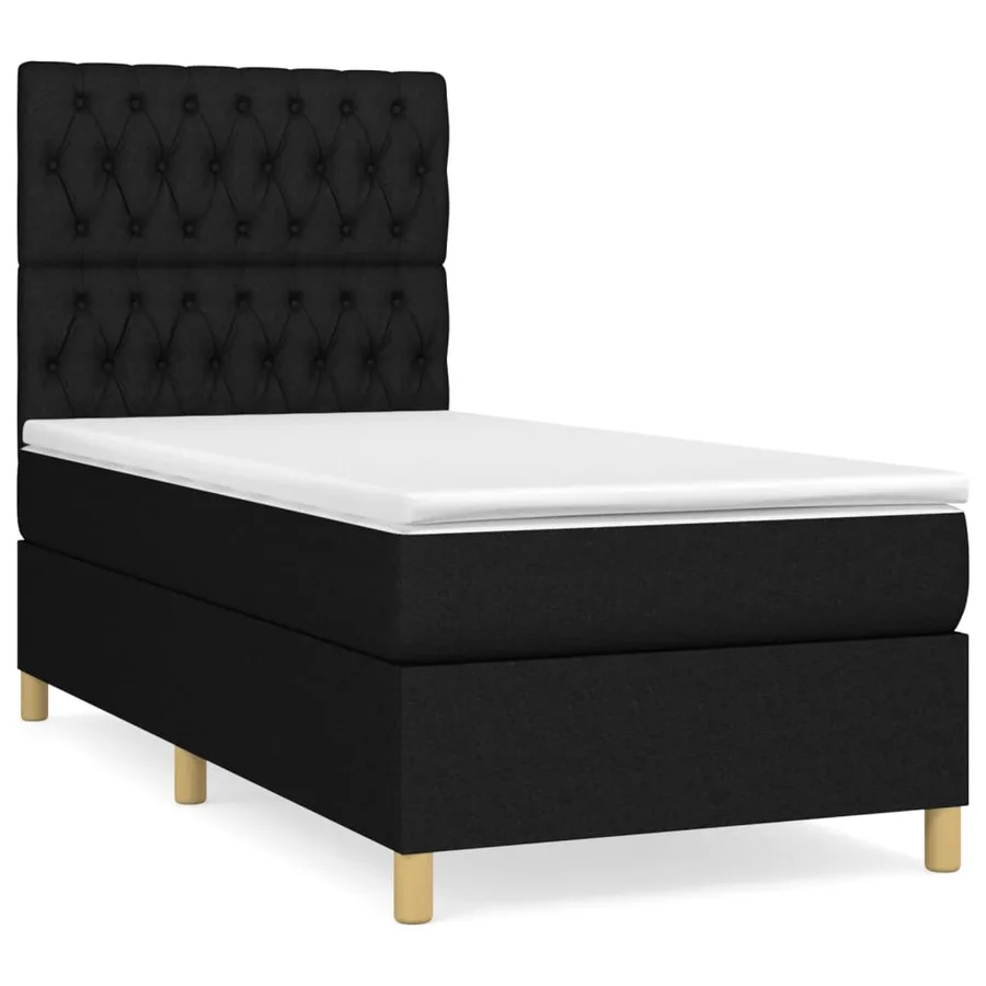 Sommier à lattes de lit avec matelas Noir 100x200 cm Tissu - 2