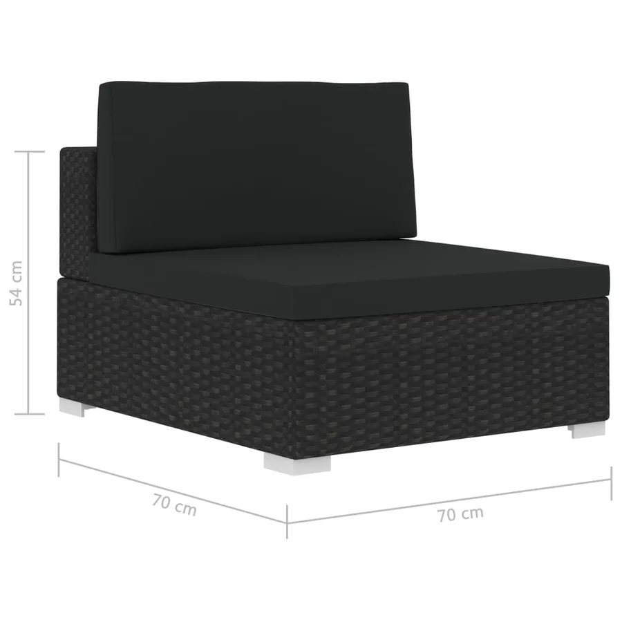 Salon de jardin 3 pcs avec coussins résine tressée noir - 11