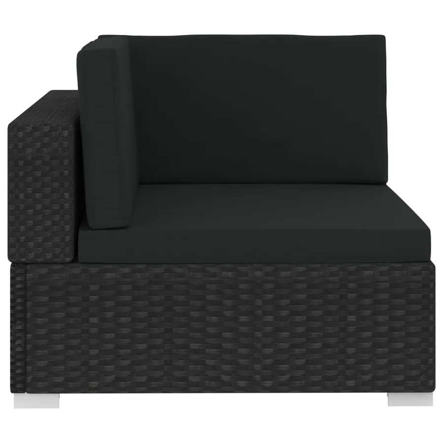 Salon de jardin 3 pcs avec coussins résine tressée noir - 5