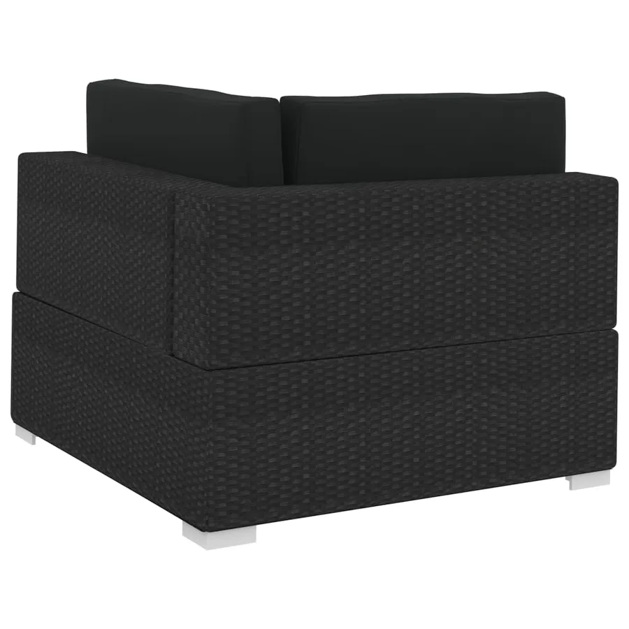 Salon de jardin 3 pcs avec coussins résine tressée noir - 6