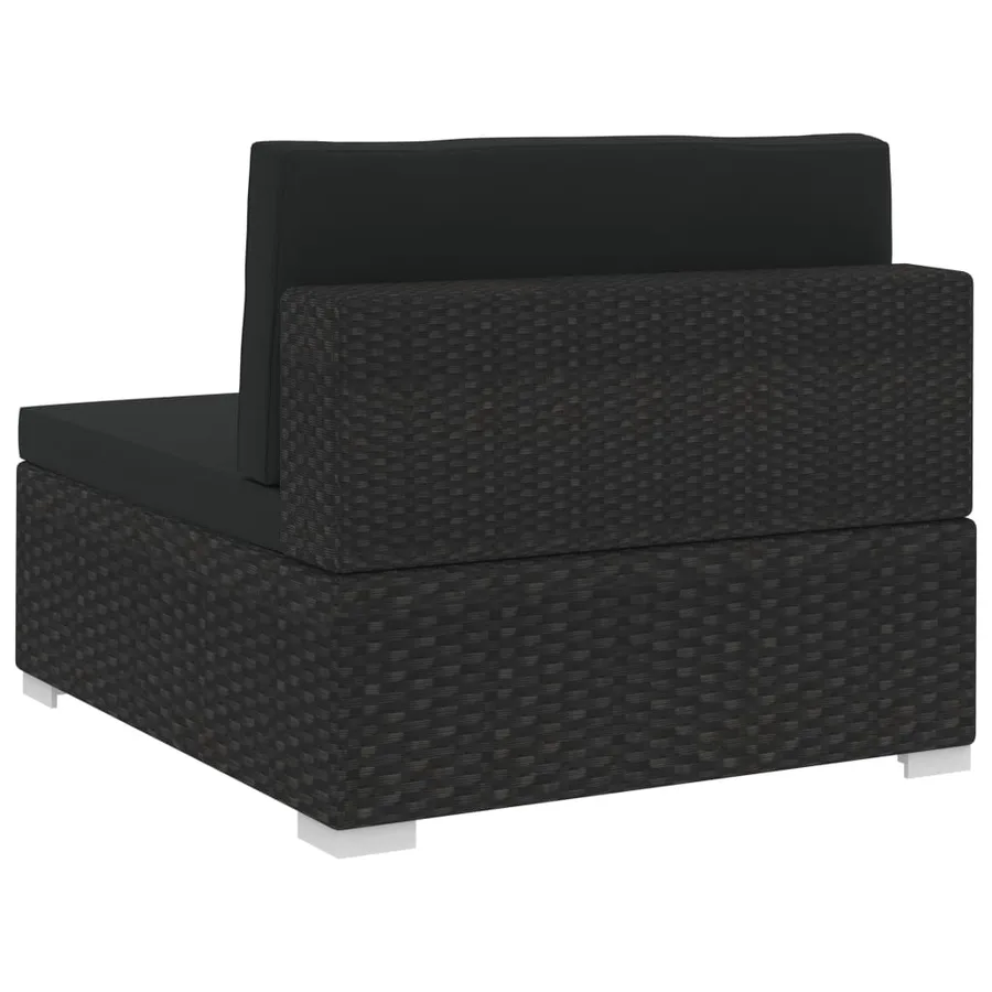 Salon de jardin 3 pcs avec coussins résine tressée noir - 9