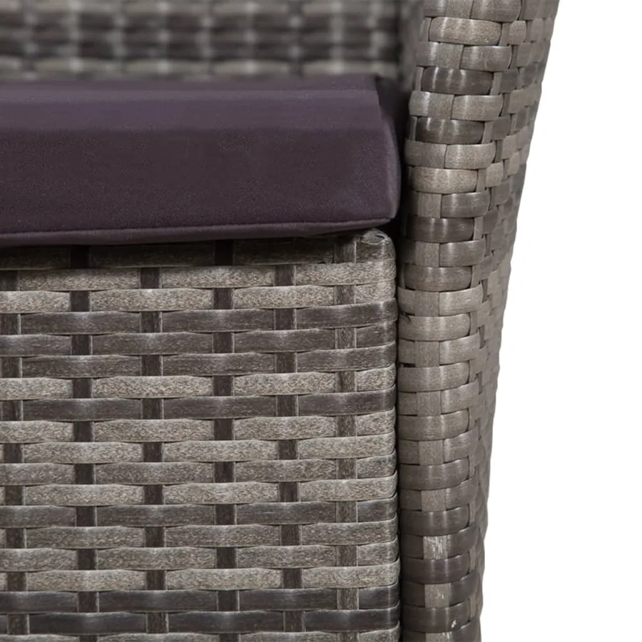 Chaise et tabouret d'extérieur et coussins Résine tressée Gris - 3