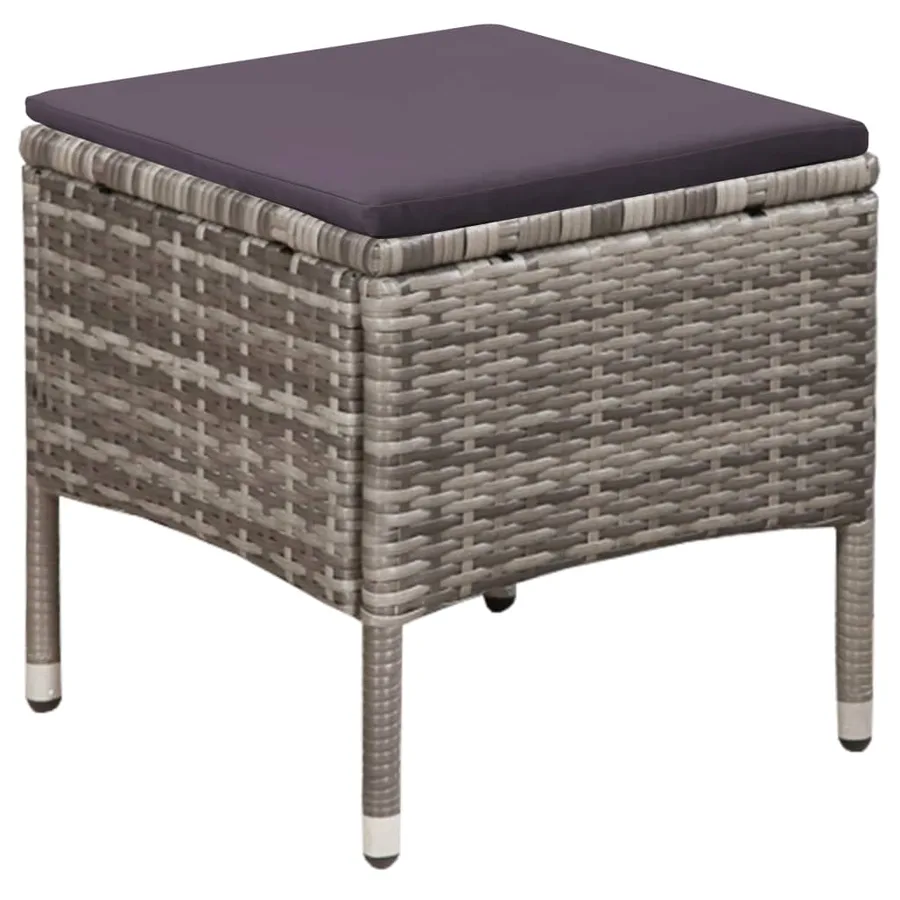 Chaise et tabouret d'extérieur et coussins Résine tressée Gris - 4