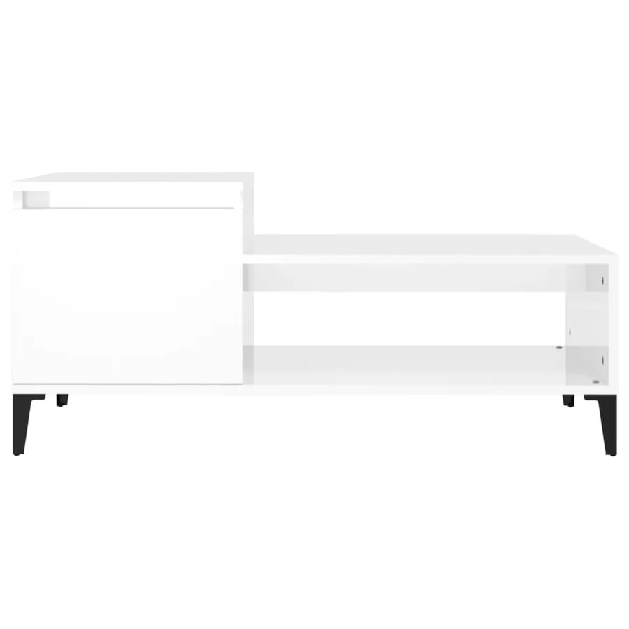 Table basse Blanc brillant 100x50x45 cm Bois d'ingénierie - 5