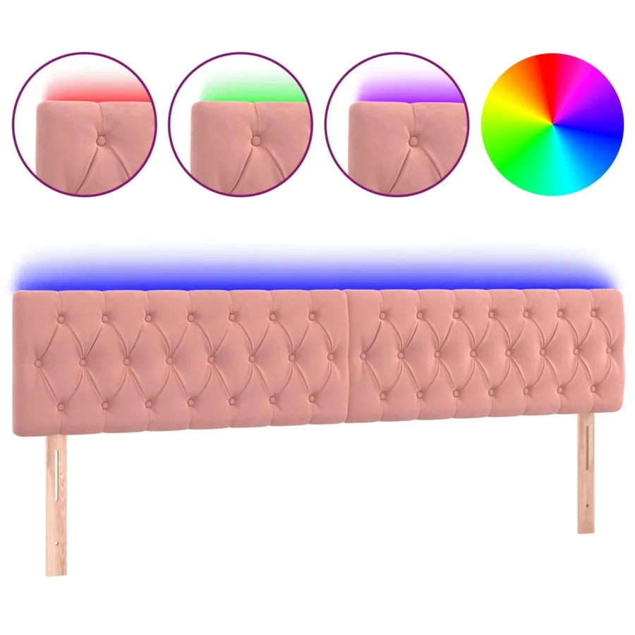 Tête de lit à LED Rose 180x7x78/88 cm Velours - 2