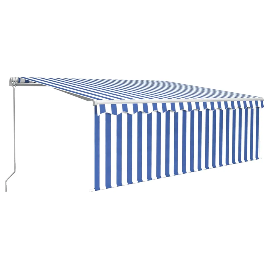 Auvent manuel rétractable avec store 4,5x3 m Bleu et blanc - 2