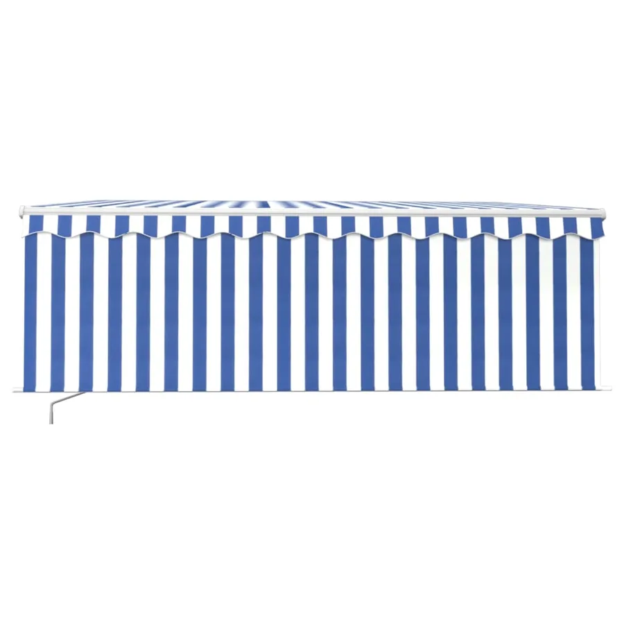 Auvent manuel rétractable avec store 4,5x3 m Bleu et blanc - 3