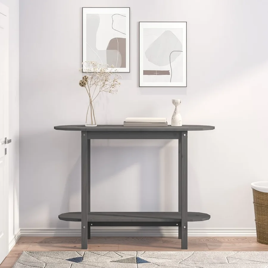 Table console Gris 110x40x80 cm Bois massif de pin - 3