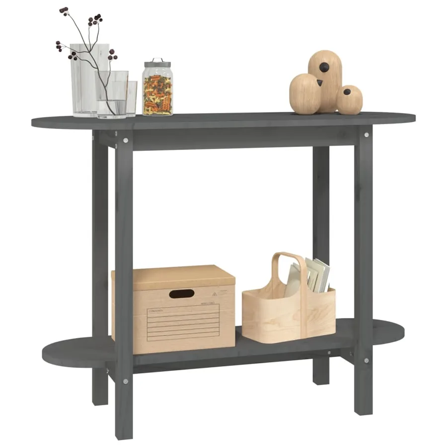 Table console Gris 110x40x80 cm Bois massif de pin - 4