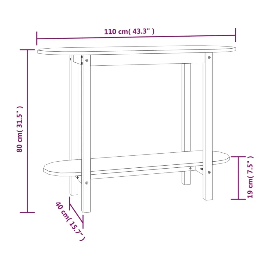 Table console Gris 110x40x80 cm Bois massif de pin - 8