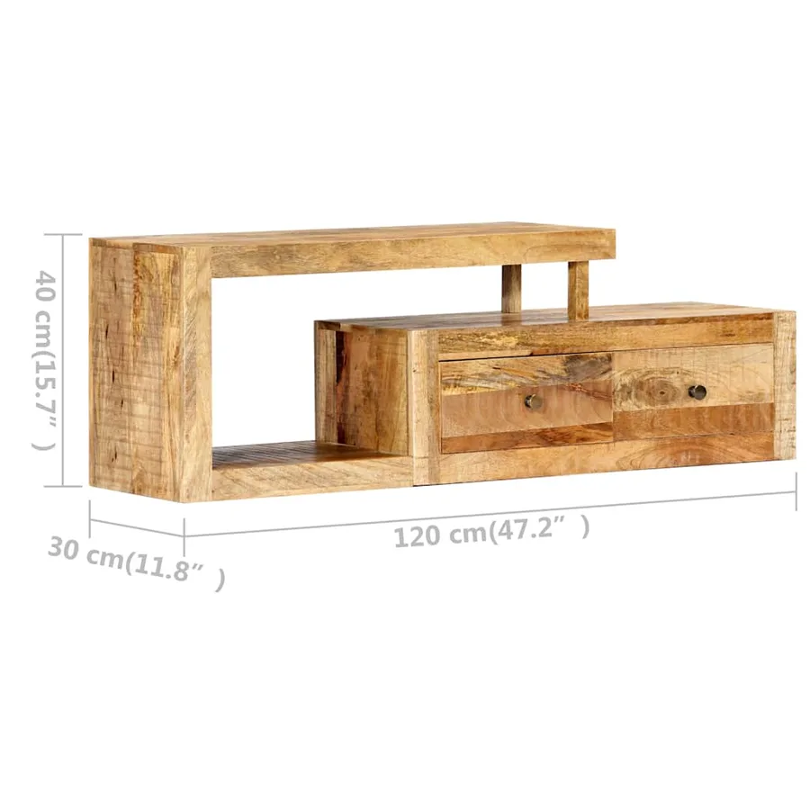 Meuble TV 120x30x40 cm Bois massif de manguier - 10