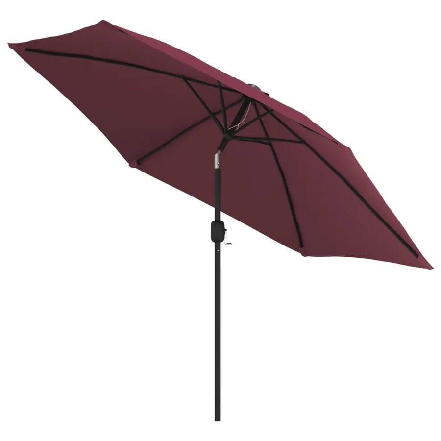 Parasol de jardin avec lumières LED mât en acier rouge bordeaux - 4
