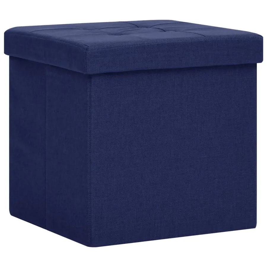 Tabouret de rangement pliable Bleu Faux lin - 2