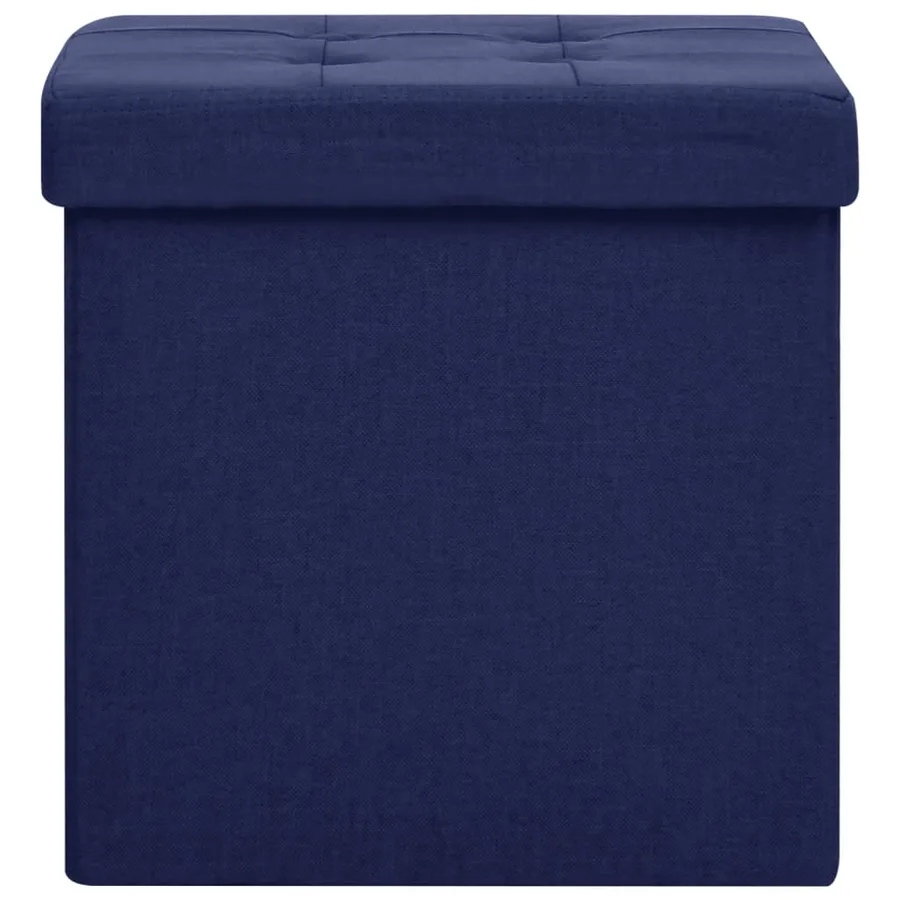 Tabouret de rangement pliable Bleu Faux lin - 3