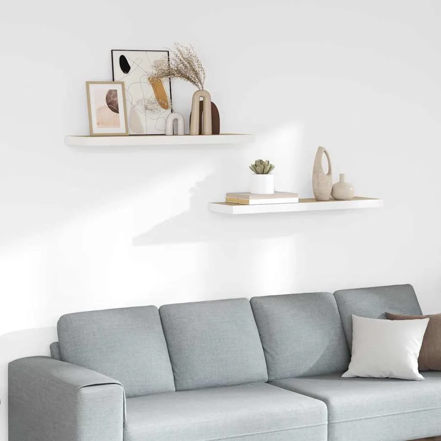 Étagères flottantes 2 pcs chêne et blanc 80x23,5x3,8 cm MDF