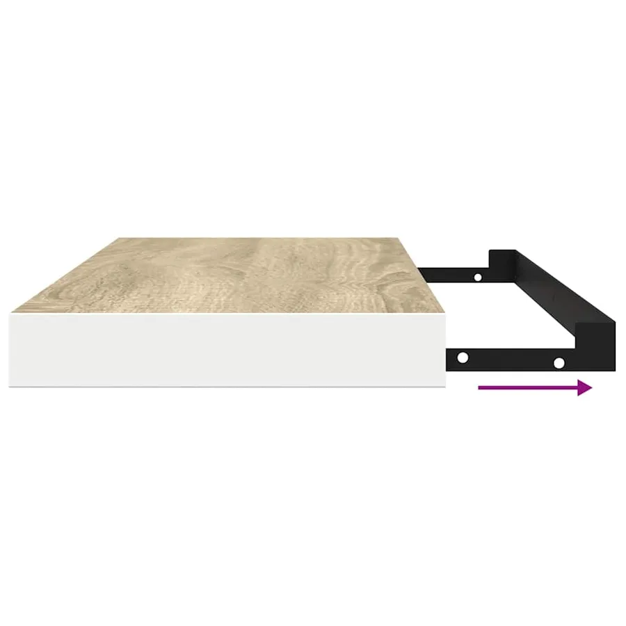 Étagères flottantes 2 pcs chêne et blanc 80x23,5x3,8 cm MDF - 11
