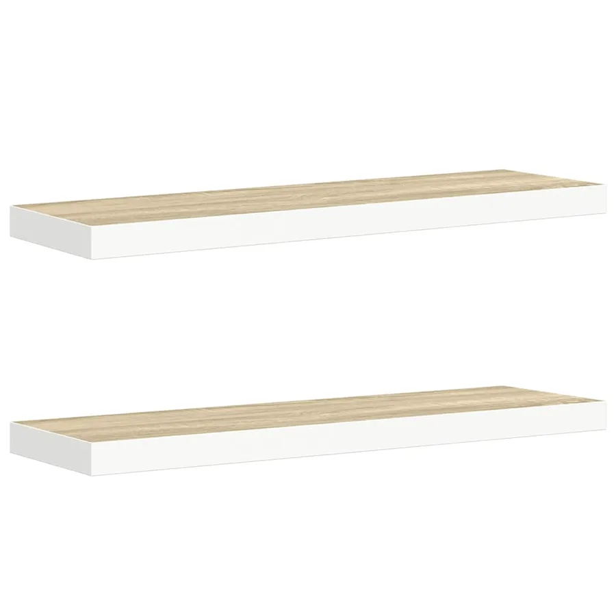 Étagères flottantes 2 pcs chêne et blanc 80x23,5x3,8 cm MDF - 2