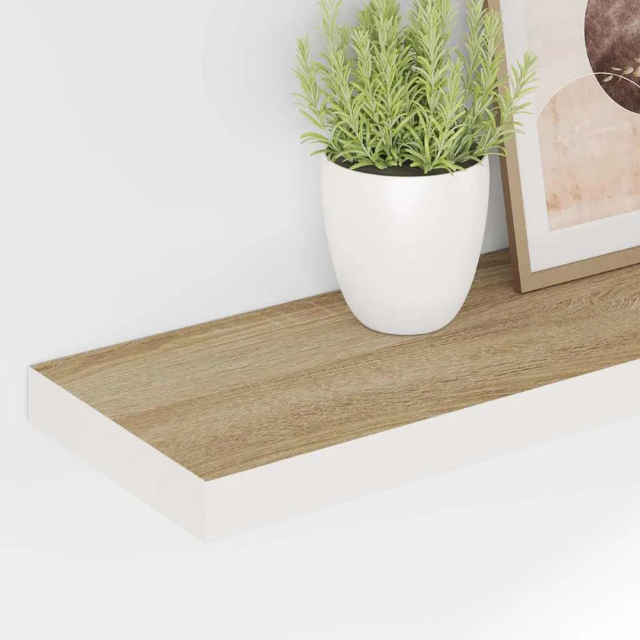 Étagères flottantes 2 pcs chêne et blanc 80x23,5x3,8 cm MDF - 4