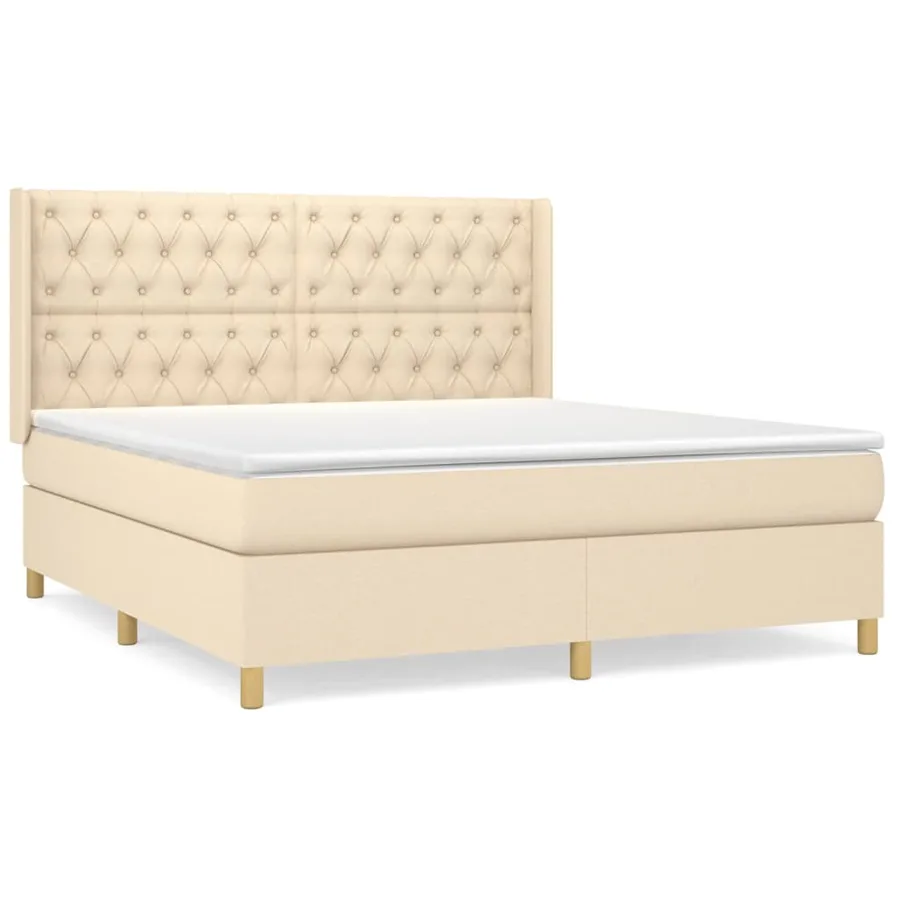 Sommier à lattes de lit avec matelas Crème 160x200 cm Tissu - 2