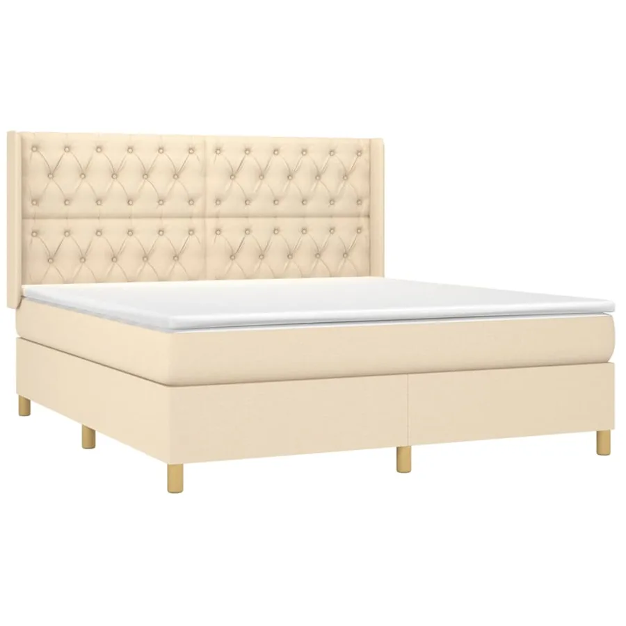 Sommier à lattes de lit avec matelas Crème 160x200 cm Tissu - 3