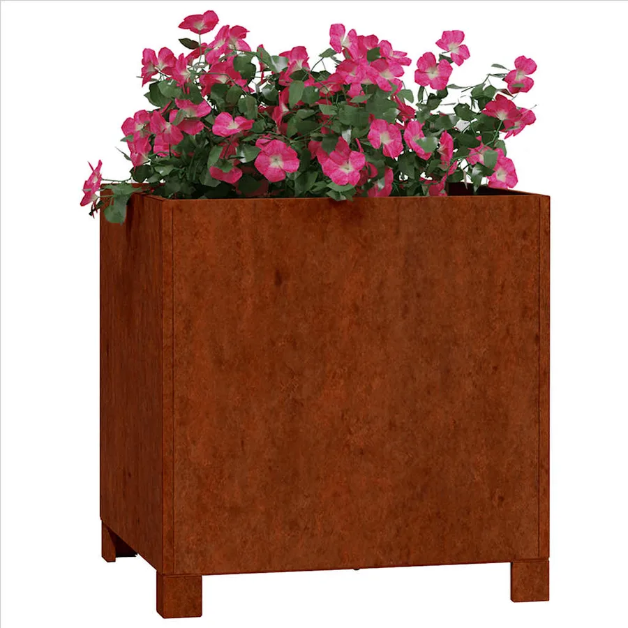 Jardinière avec pieds Rouillé 40x40x40 cm Acier corten - 3