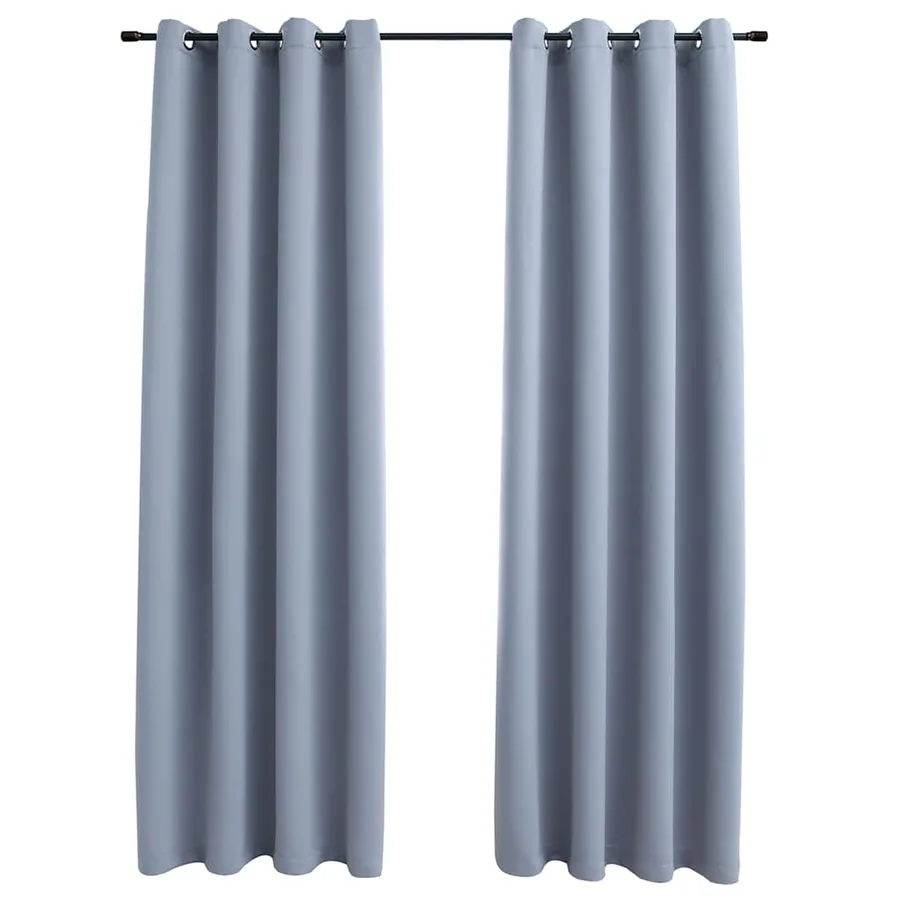 Rideaux occultants avec anneaux en métal 2 pcs Gris 140x175 cm - 2
