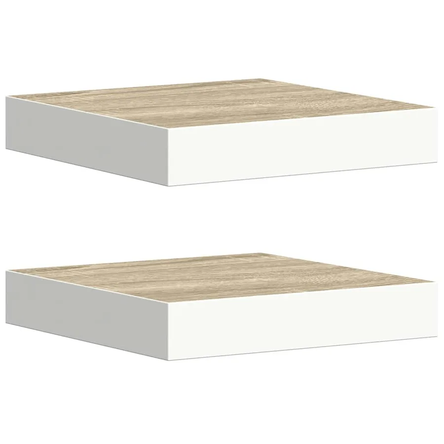 Étagères murales 2 pcs Chêne et blanc 23x23,5x3,8 cm MDF - 2