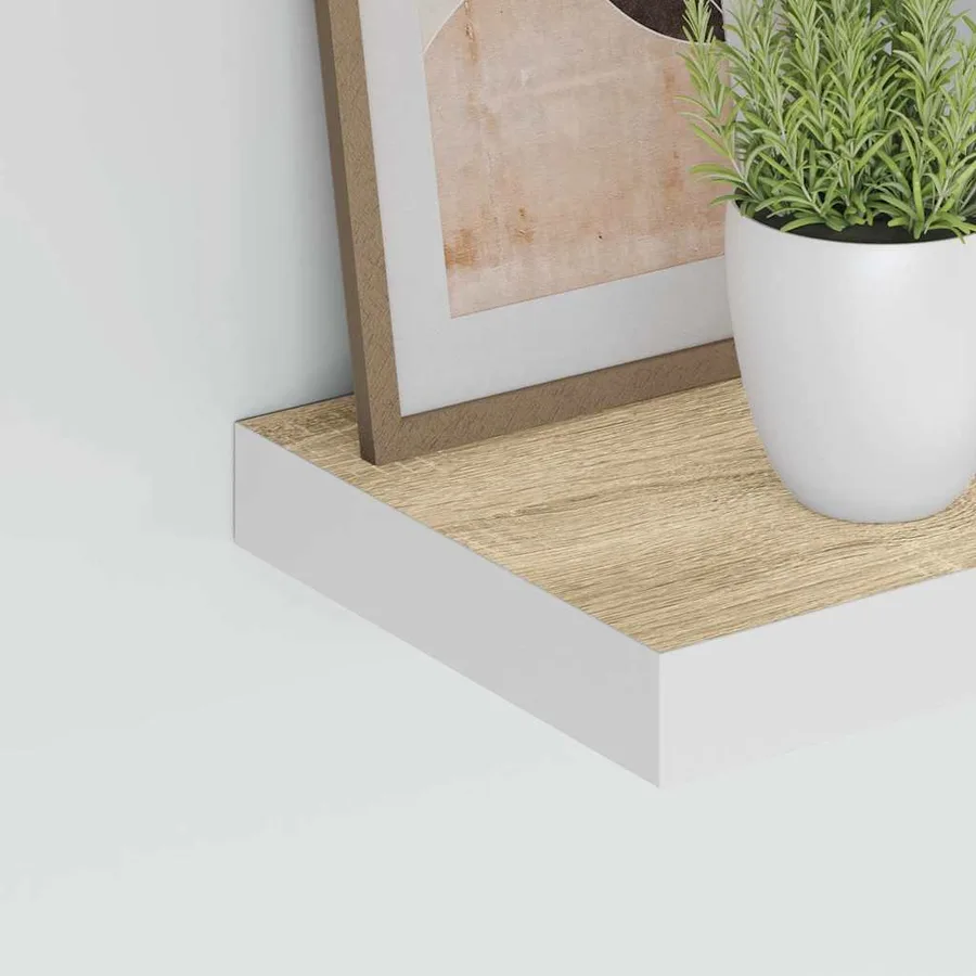 Étagères murales 2 pcs Chêne et blanc 23x23,5x3,8 cm MDF - 4
