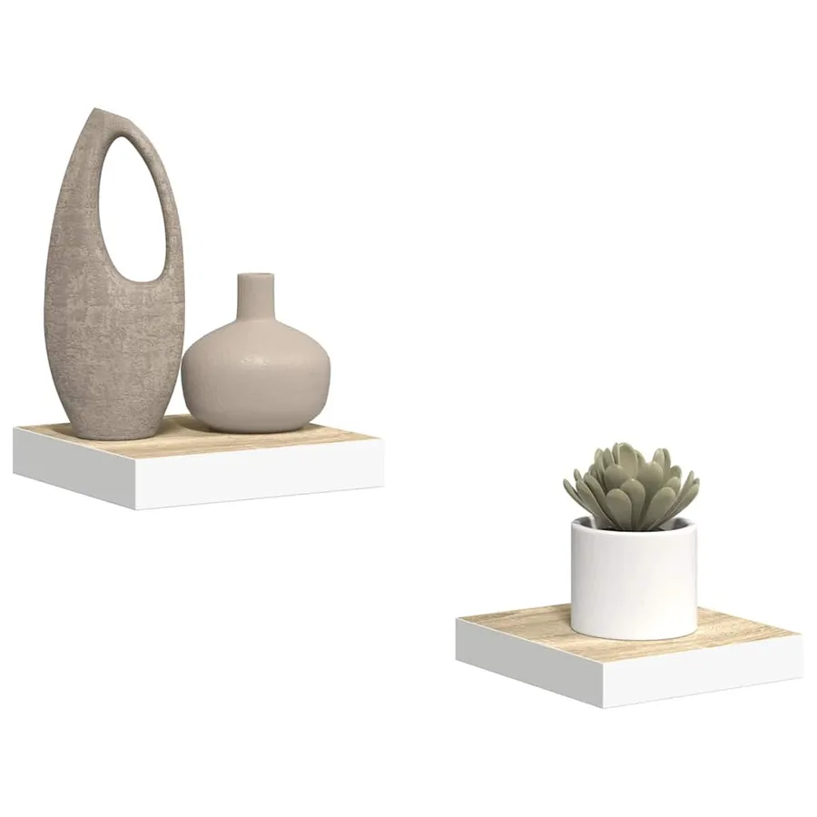 Étagères murales 2 pcs Chêne et blanc 23x23,5x3,8 cm MDF - 5