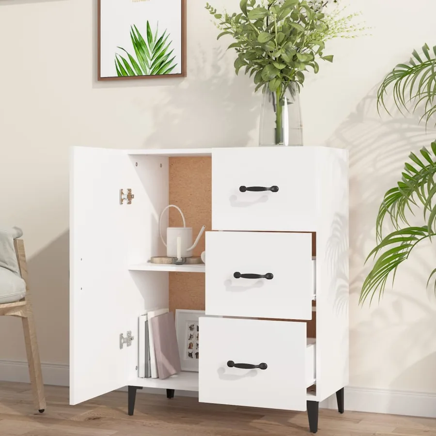 Buffet blanc 69,5x34x90 cm bois d'ingénierie - 3