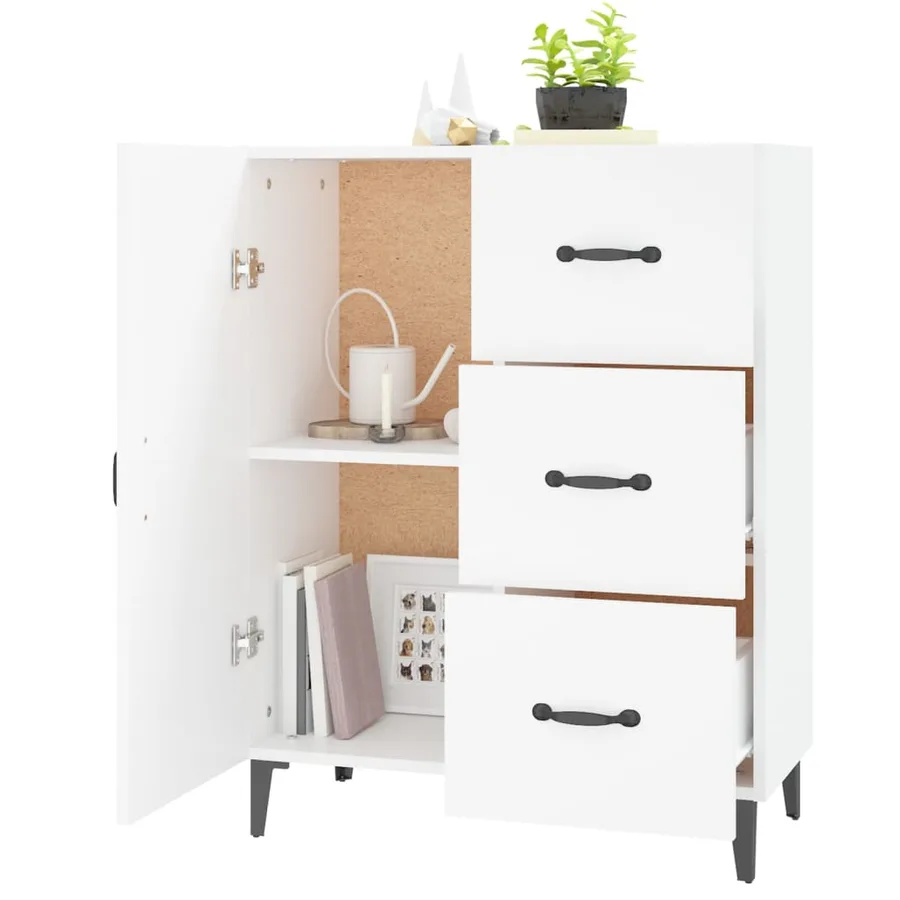 Buffet blanc 69,5x34x90 cm bois d'ingénierie - 4