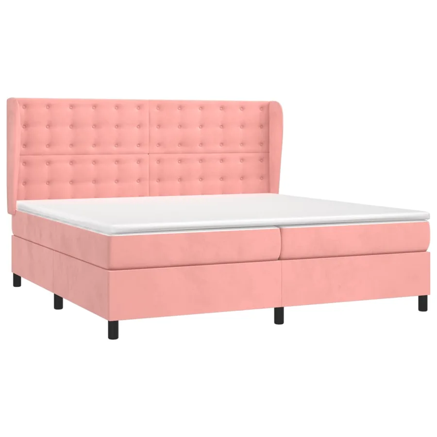 Sommier à lattes de lit avec matelas Rose 200x200 cm Velours - 3