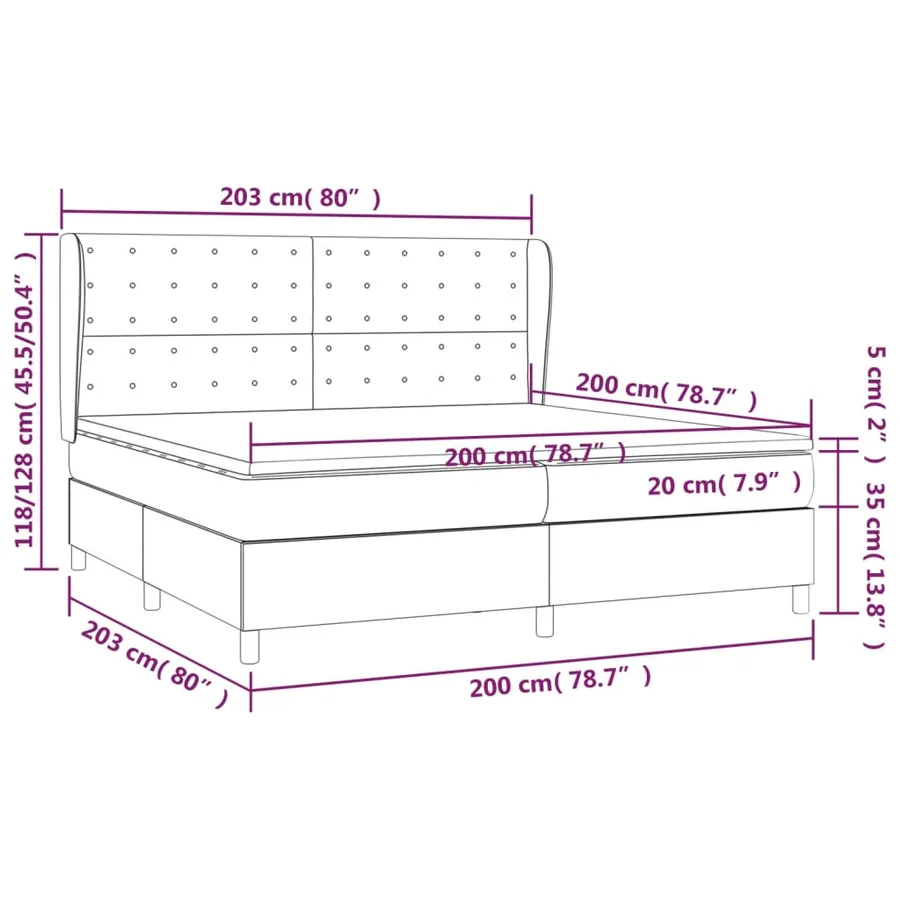 Sommier à lattes de lit avec matelas Rose 200x200 cm Velours - 7