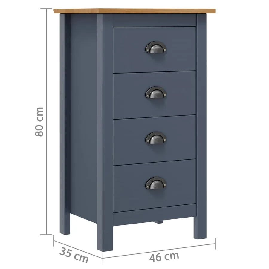 Buffet Hill Gris 46x35x80 cm Bois de pin solide - 4