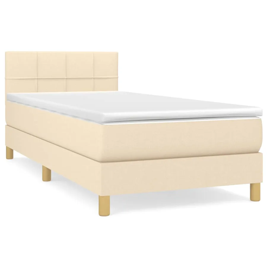 Sommier à lattes de lit avec matelas Crème 90x200 cm Tissu - 2