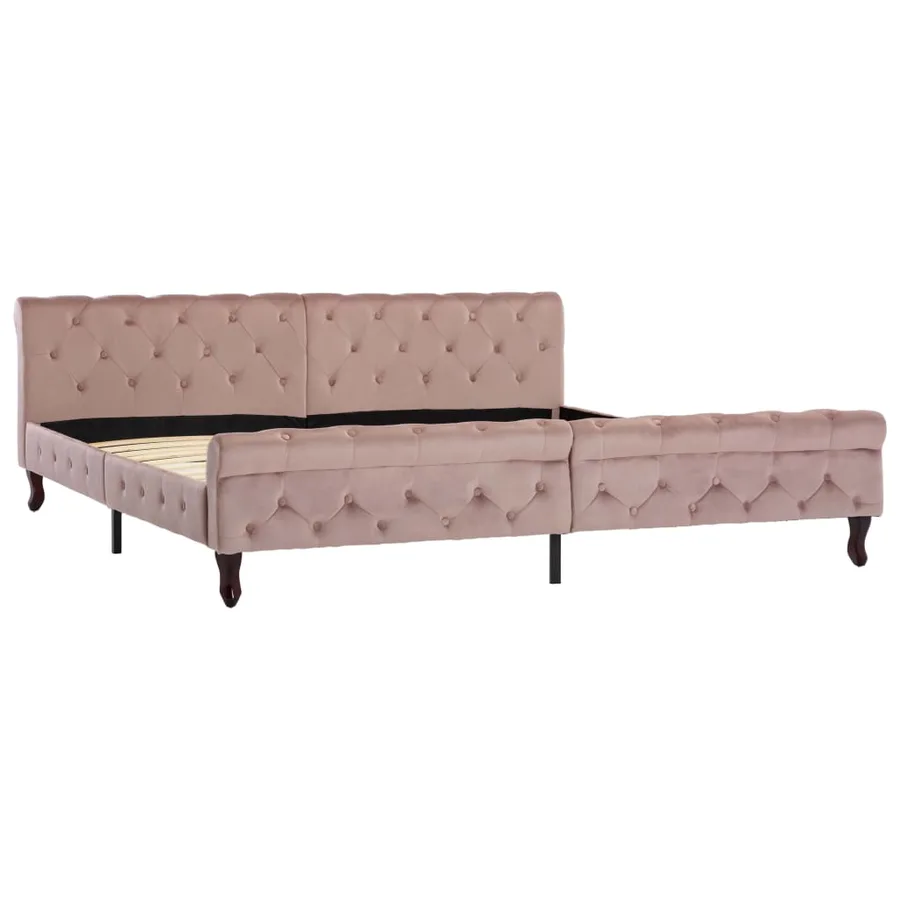 Cadre de lit sans matelas rose velours 200x200 cm - 2