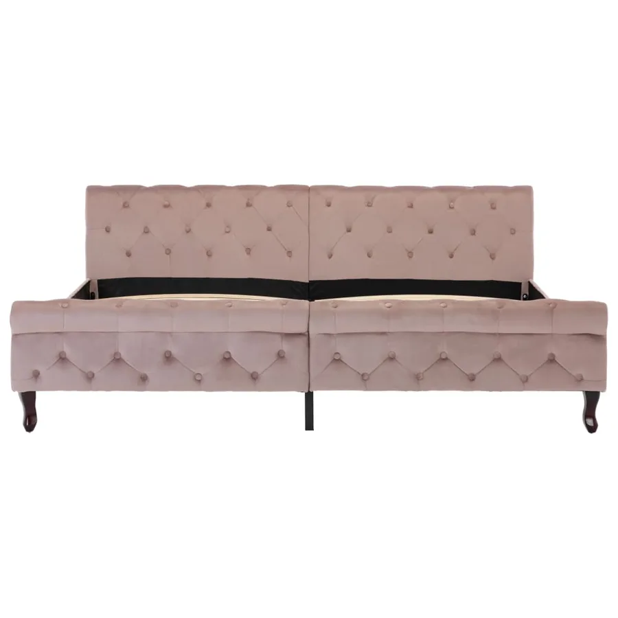 Cadre de lit sans matelas rose velours 200x200 cm - 3
