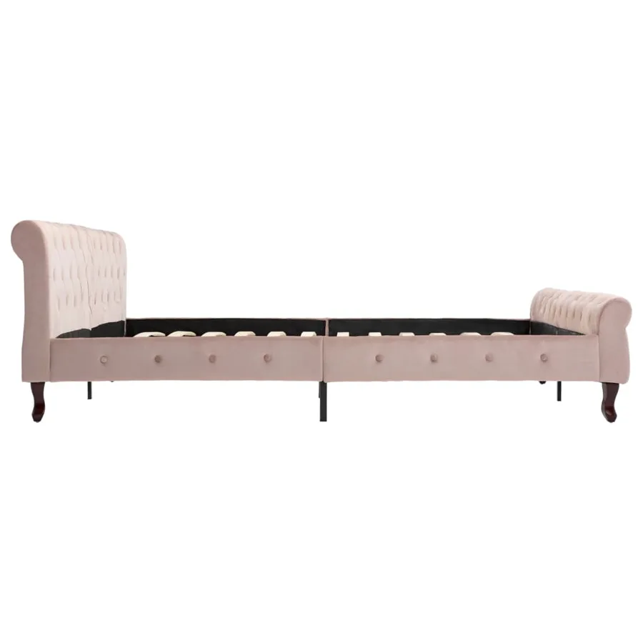 Cadre de lit sans matelas rose velours 200x200 cm - 4