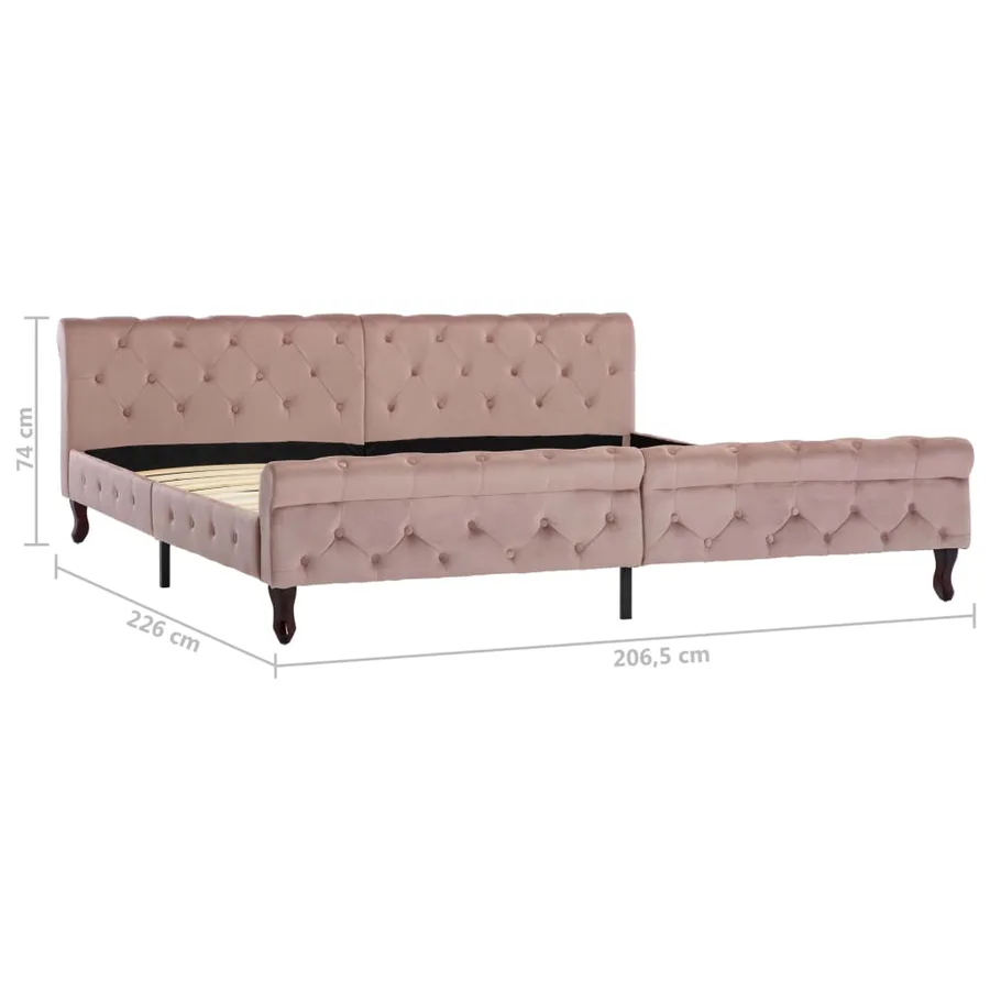 Cadre de lit sans matelas rose velours 200x200 cm - 7