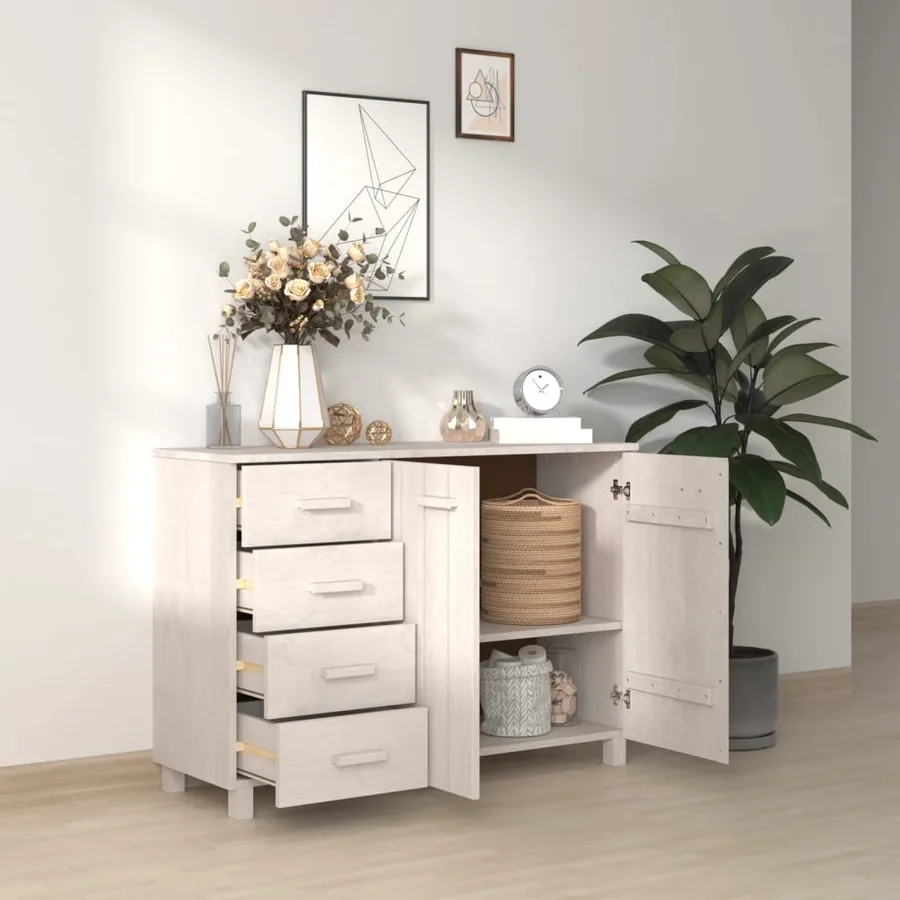 Buffet MOLDE Blanc 113x40x80 cm Bois massif de pin - 6