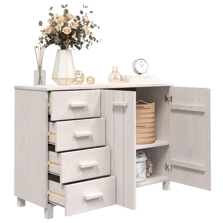 Buffet MOLDE Blanc 113x40x80 cm Bois massif de pin - 7