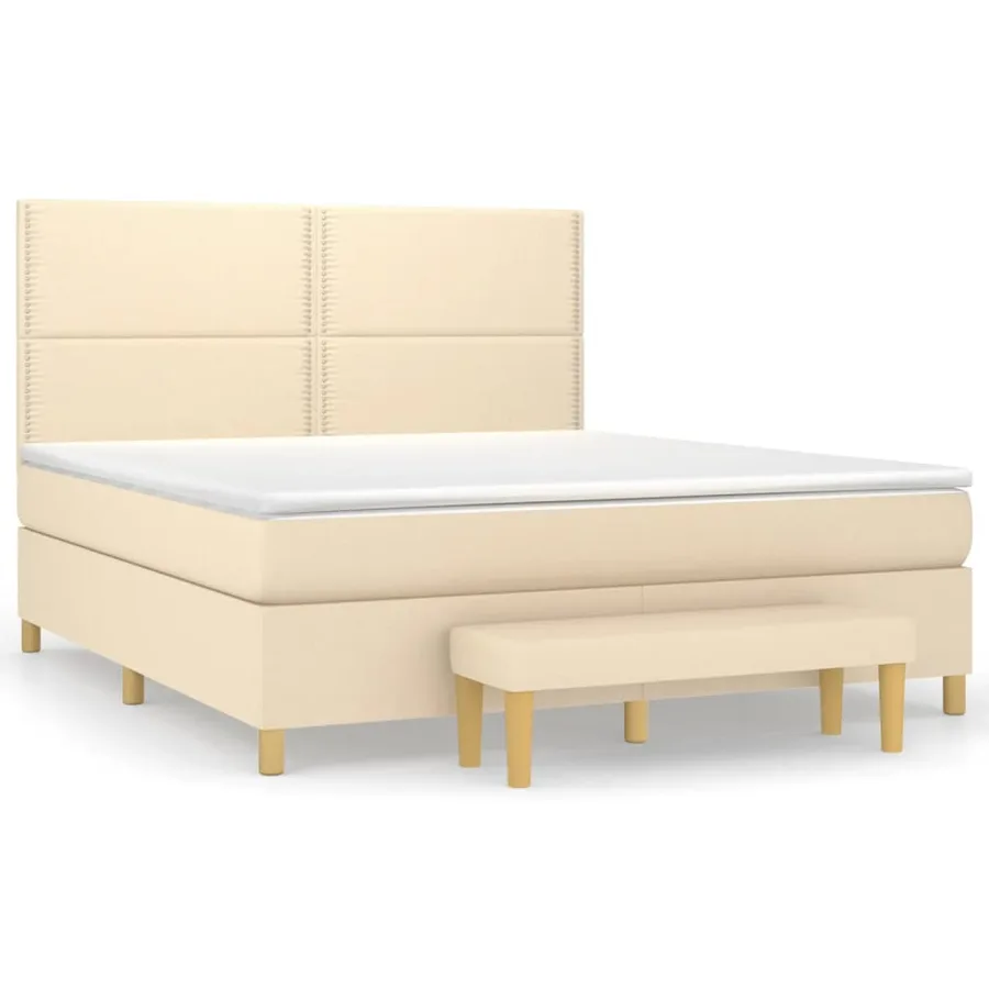 Sommier à lattes de lit avec matelas Crème 180x200 cm Tissu - 2
