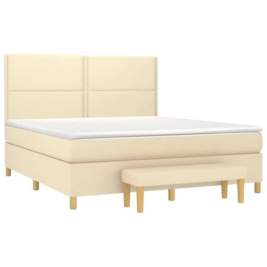 Sommier à lattes de lit avec matelas Crème 180x200 cm Tissu - 3