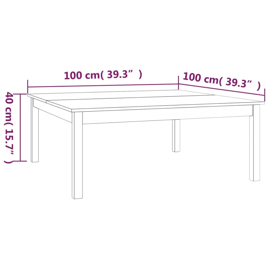Table basse Blanc 100x100x40 cm Bois massif de pin - 7
