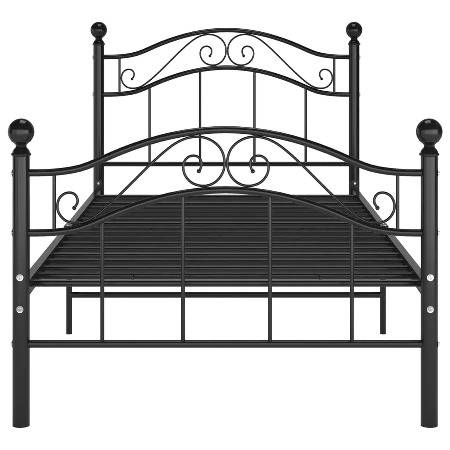 Cadre de lit sans matelas noir métal 100x200 cm - 3