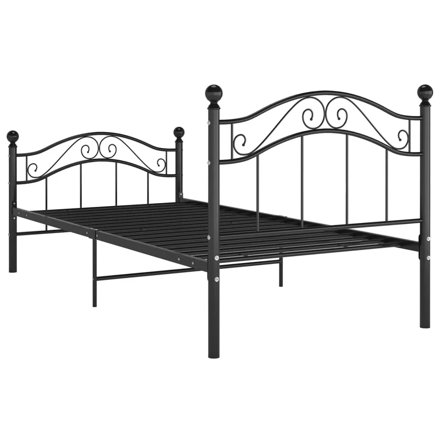 Cadre de lit sans matelas noir métal 100x200 cm - 5
