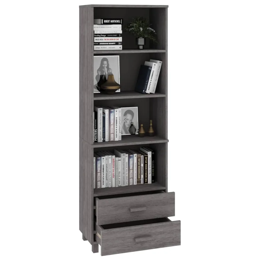 Buffet HAMAR Gris clair 60x35x180 cm Bois de pin massif - 3