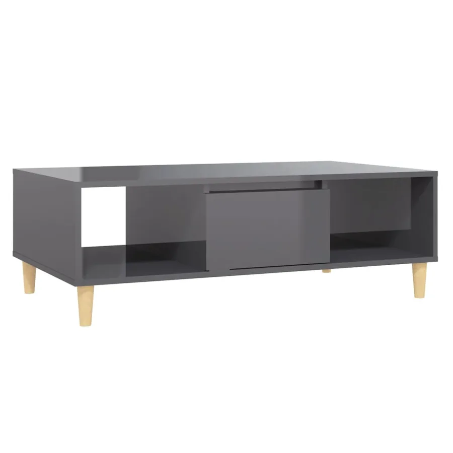 Table basse gris brillant 103,5x60x35 cm bois d'ingénierie - 2